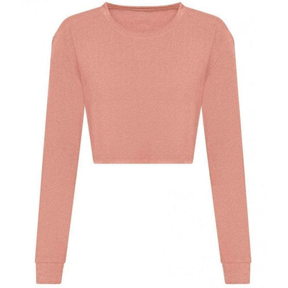 AWDis ladies long sleeve cropped t-shirt dusty pink custom print