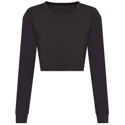 AWDis ladies long sleeve cropped t-shirt heather black custom print