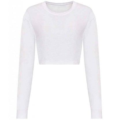 AWDis ladies long sleeve cropped t-shirt solid white custom print