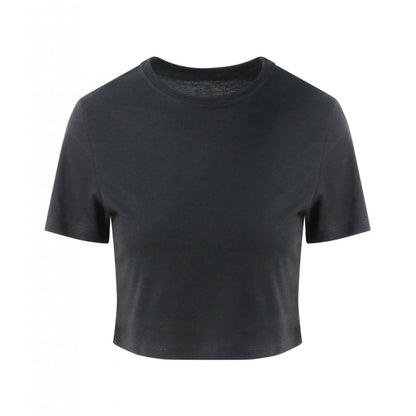 AWDis ladies tri-blend cropped t-shirt solid black custom print 