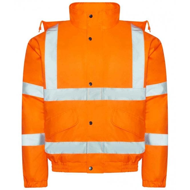 Pro RTX high visibility bomber jacket, orange, custom printed workwear