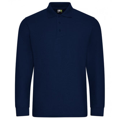 Pro RTX long sleeve pique polo shirt, navy, custom printed workwear