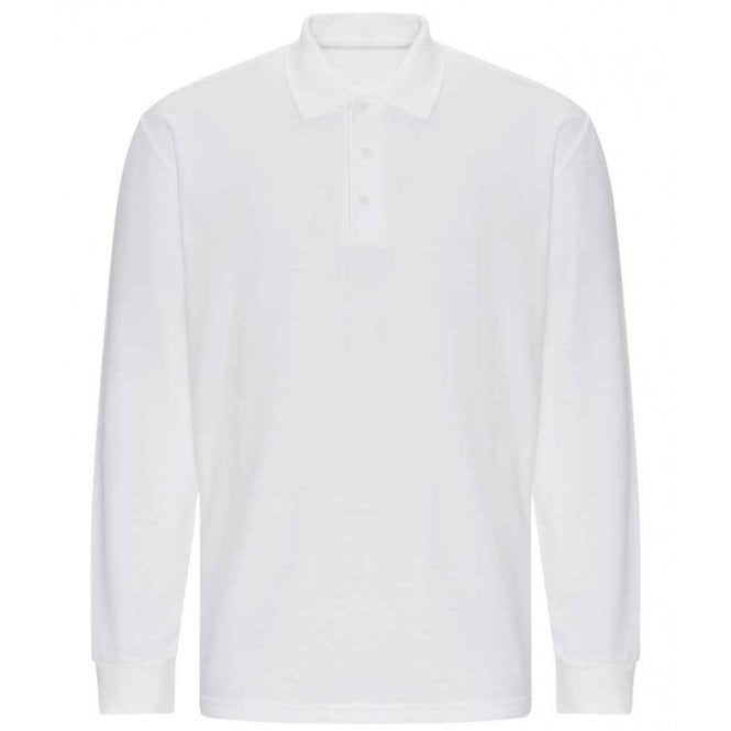 Pro RTX long sleeve pique polo shirt, white, custom printed workwear