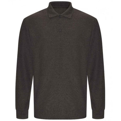 Pro RTX long sleeve pique polo shirt, charcoal, custom printed workwear