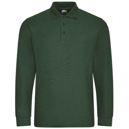 Pro RTX long sleeve pique polo shirt, bottle green, custom printed workwear