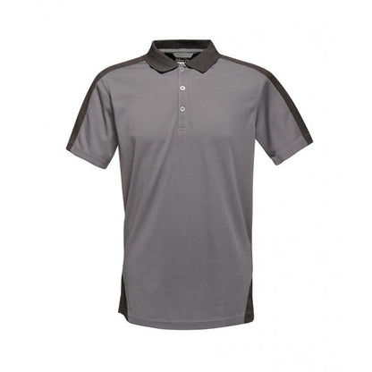 Regatta contrast quick wicking pique polo short, grey/black, for custom printing, printed workwear