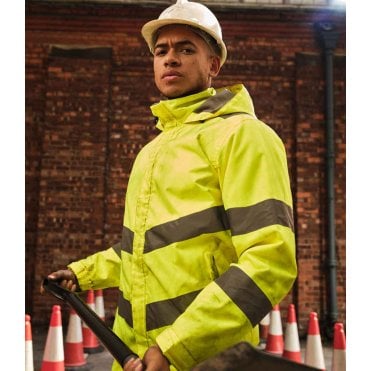 Regatta high vis pro contract dover jacket, yellow, custom printed workwear