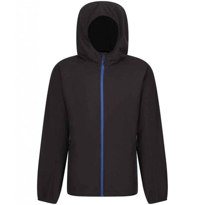 Regatta Navigate full zip hooded fleece jacket, Black/Royal blue, custom printed workwear