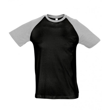Sols, funky contrast baseball t-shirt, black/grey, custom printed