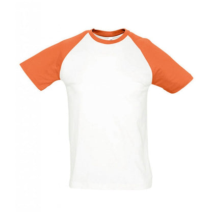 Sols, funky contrast baseball t-shirt, white/Orange, custom printed
