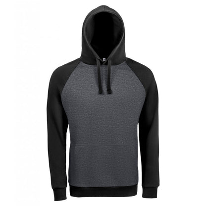 SOL'S Unisex Seattle Contrast Raglan Hoodie, Charcoal Marl/Black, Custom Print