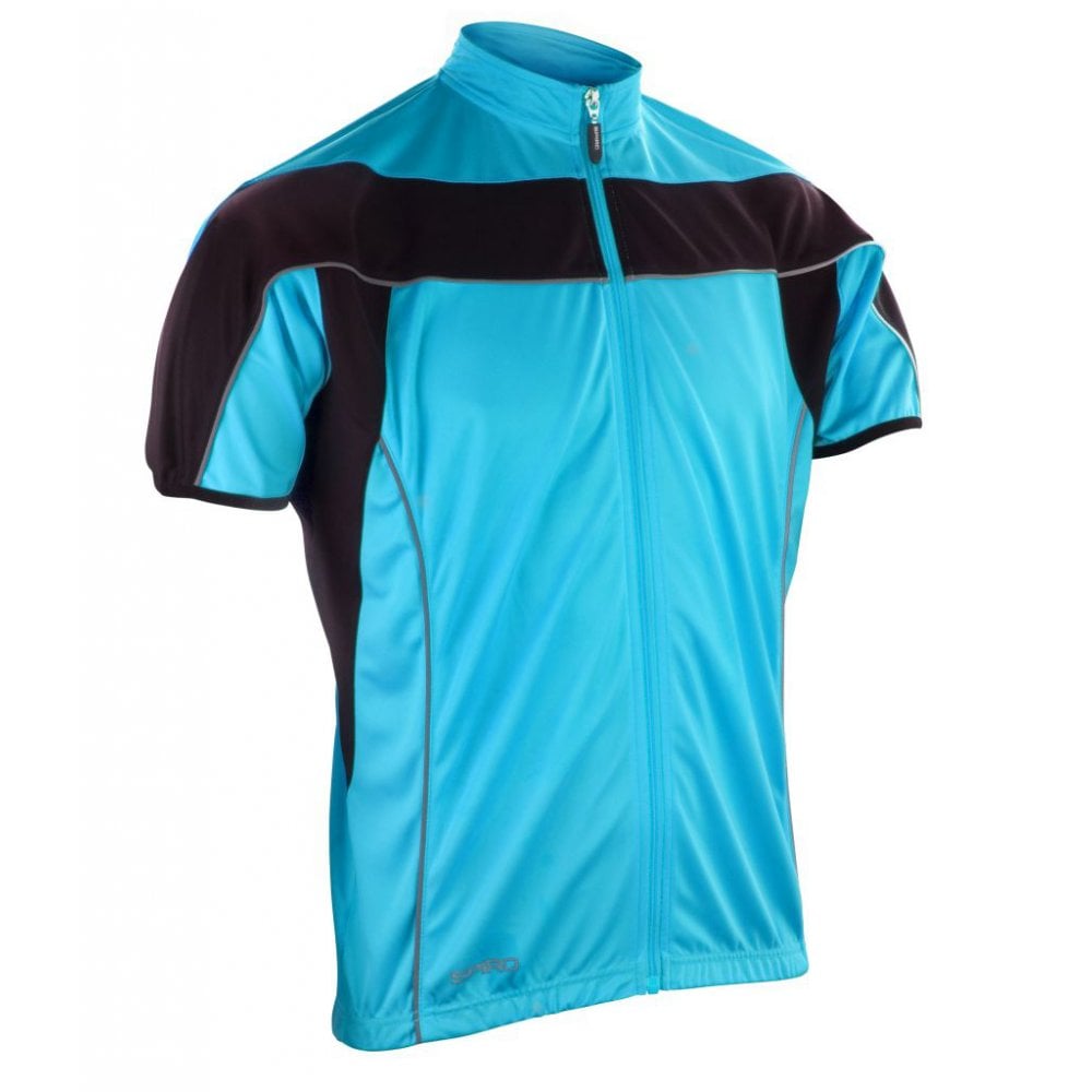 Spiro Bikewear Top, Aqua/Black, Custom Print 