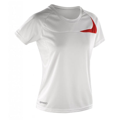 Spiro Ladies Dash Training Shirt, White/Red, Custom Print