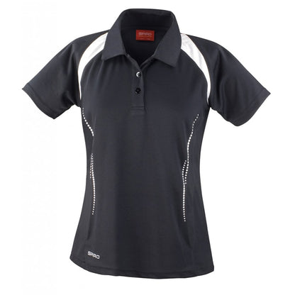 Spiro Ladies Team Spirit Polo Shirt, Black/White, Custom Print