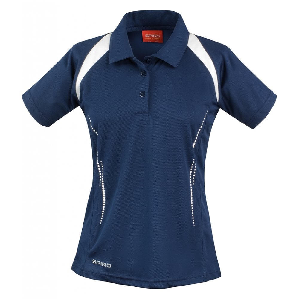 Spiro Ladies Team Spirit Polo Shirt, Navy/White, Custom Print