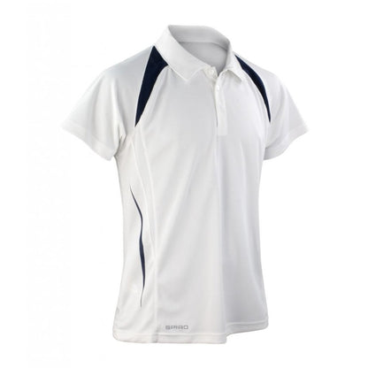 Spiro Team Spirit Polo Shirt, White/Navy, Custom Print