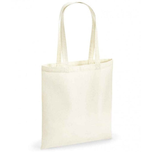 Westford Mills recycled cotton tote bag, white, custom printed, personalised